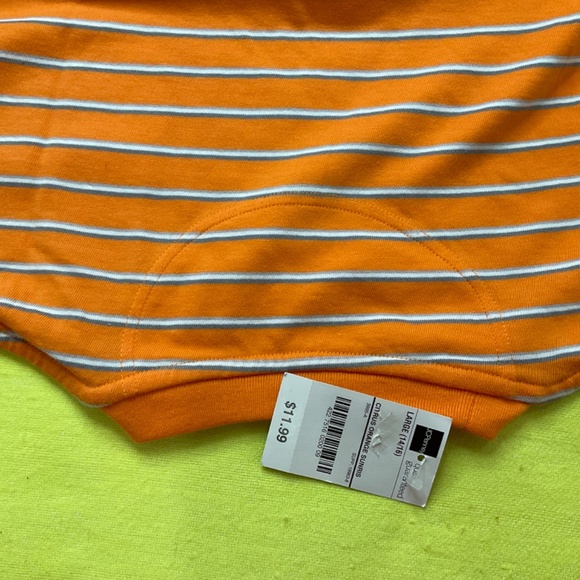 T-SHIRT ARIZONA JEAN COMPANY - BRAND NEW with TAGS Stickers  - ORANGE & Stripes - Picture 9 of 12